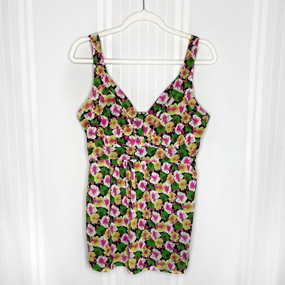 INC International Concepts Sleeveless Floral Pleated Tank Top Blouse Medium Pink